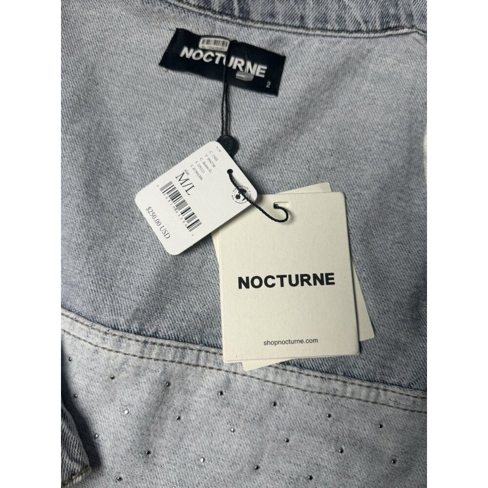 Free People Nocturne Studded Women’s denim blue Jacket Size L - Picture 6 of 13